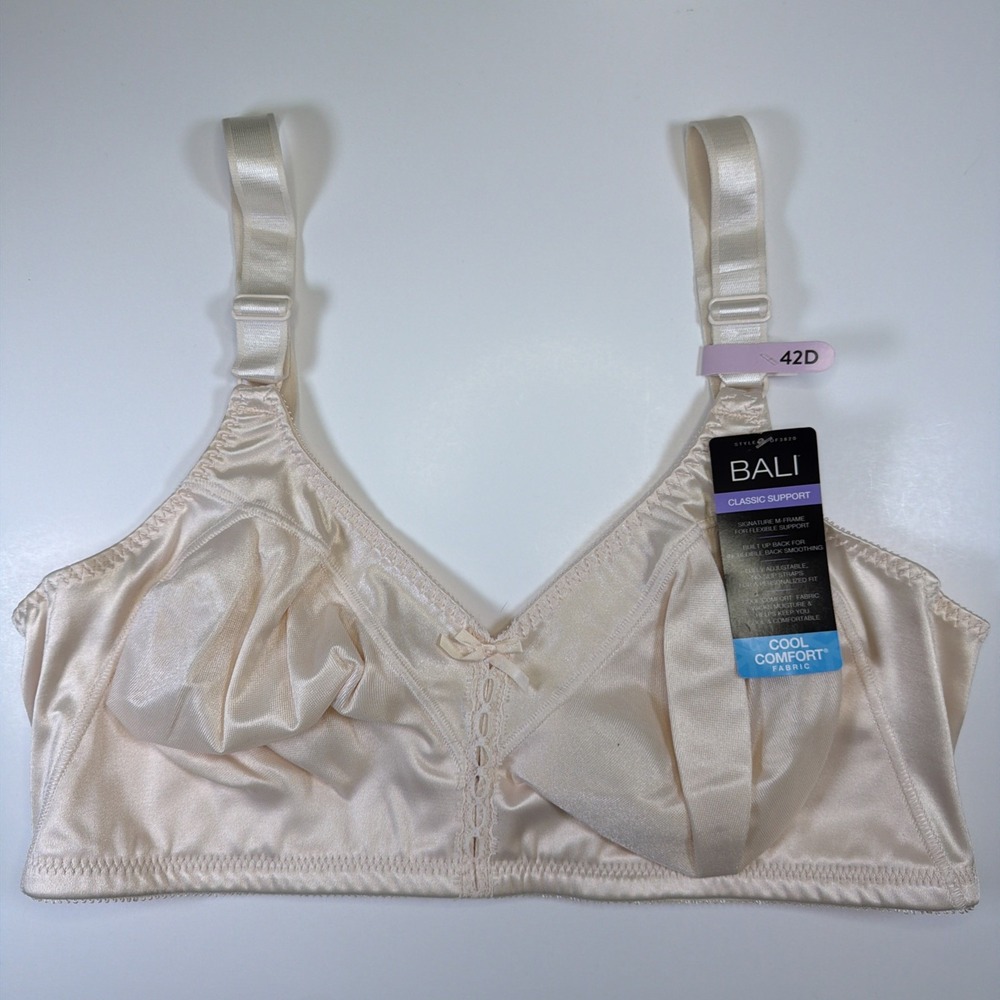 Bali Women's Double Support Classic Wire Free Bra Size 42D Beige DF3820 New